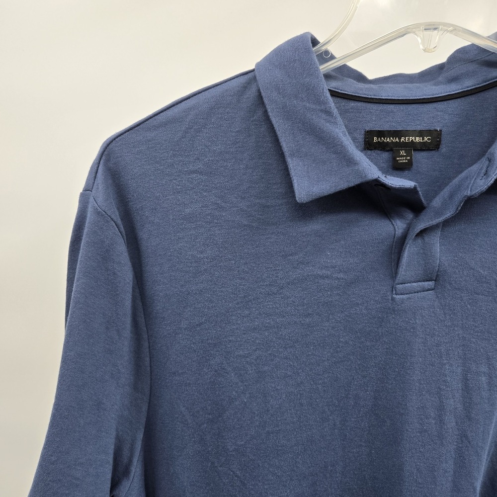 Banana Republic Men's XL Blue Solid Short Sleeve Cotton Polo Shirt